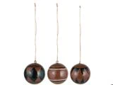 Ib Laursen, Julekugler, Rustic Brown, Papmaché, Sæt af 3 stk., H:5,8 x Ø:5,8 cm