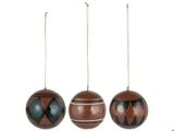 Ib Laursen, Julekugler, Rustic Brown, Papmache, Sæt af 3 stk., Dia:7 x H:7 cm