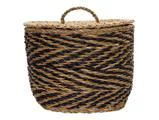 House Doctor, Cesto, Kurvesæt, Natur, Sort, Søgræs, H:16xØ:25,5 / H:20,5xØ:29 / H:25,5xØ:34 cm