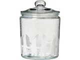 Ib Laursen, Opbevaringsglas m. nissedekoration, Klar, Hvid, Glas, 1900 ml., H:21 Ø:14,5 cm