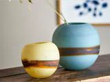 Creative Collection, Melike, Fyrfadsstage, Beige, Glas, Dia:14,5 x H:13 cm