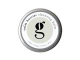 En rund dåse med Calm Barrier Cleansing Balm med et tydeligt g-logo i små bogstaver og teksten vegan | allergivenlig | 30 ml.