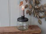 Chic Antique, Lysestage m. holder, Kul, Glas, jern, H10/Ø8 cm