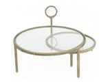 Chic Antique, Etagere m. 2 fade, Etagere, messing, Glas, jern, H:27,5 x Ø:35 cm