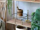 Chic Antique, Etagere m. 2 fade, Etagere, messing, Glas, jern, H:27,5 x Ø:35 cm