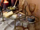 Chic Antique, Etagere m. 2 fade, Etagere, messing, Glas, jern, H:27,5 x Ø:35 cm
