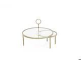 Chic Antique, Etagere m. 2 fade, Etagere, messing, Glas, jern, H:27,5 x Ø:35 cm