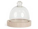 Chic Antique, Tours, Glasklokke, Natur, Mangotræ, glas, H:15 x Ø:15 cm