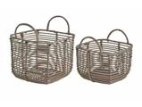 Lene Bjerre, Harper, Kurvesæt, Nature/Grey, Rattan, 18 x 18 x 20 cm