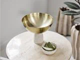 Lene Bjerre, Ellivia, Skål, Guld, Hvid, Metal, Marmor, Ø:19 x H:15.5 cm