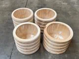 4 stk. Potter m. riller og plastik indsats i paulownia træ fra La Vida