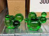 2 stk. Bubble lysestager i grøn malet krystal glas fra Stences