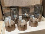 6 stk. Outdoor LED-lys i brunt træ look med røget glas fra Nordic Flame