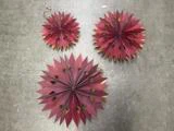 3 stk. Veneer papir stjerner m. LED lys i bordeaux fra Madam stoltz