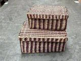 House Doctor, Shoo, Opbevaringsbokse, Brun, Rattan, jern, L:35x27x15 cm; S:30x22x12 cm