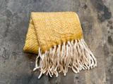 Hygsom, Uldplaid, Mørkegul, Meleret, Uld 10%, Akryl 65%, Polyester 25%, B:120 x L:180 cm