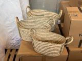 Chic Antique, Kurve, Creme, Verte, Søgræs, Majsblade, Sæt af 3 stk. H19/L32/B22 cm, H21/L40/B27 cm