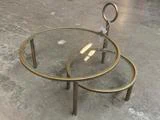 Chic Antique, Etagere m. 2 fade, Etagere, messing, Glas, jern, H:27,5 x Ø:35 cm