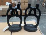 Ramina lysestage t. 2 stk. kronelys i sort polyresin fra Bloomingville