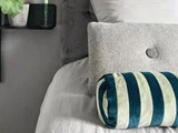 Christina Lundsteen, Stripe bolster pude, new petrol/mint, ø14x40 cm