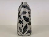 Vase m blad print, grå