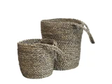 Chic Antique, Kurv til ophæng, Sort, Sæt af 2, Søgræs, H:30 x Dia:27 cm 