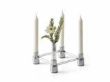 Celebrate, Lysestage m. 4 glas vaser, Sølv, Jern/Aluminium/Glas, H: 10 cm L: 18 cm