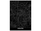 Odense kort på Poster Board med sort ramme fra Malerifabrikken 