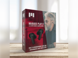 MiiBUDS PLAY II-æske med sorte ørepropper og billede af en mand med ørepropper. Har aktiv støjreduktion.