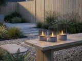 Nordic Flame, Outdoor, LED-lys, Grå, Glas, Sæt m. 3 stk., Dia:8xH:10 & Dia:8xH:12,5 & Dia:8xH:15 cm