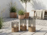 Nordic Flame, Outdoor, LED-lys, Brun, Glas, Sæt m. 3 stk., Dia:8xH:10 & Dia:8xH:12,5 & Dia:8xH:15 cm