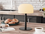 Nordic Flame, Bordlampe, Trådløs LED, Inkl. fjernbetjening, Sort, H:26 cm