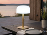 Nordic Flame, Bordlampe, Trådløs LED, Inkl. fjernbetjening, Messing, H:26 cm