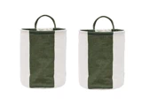 OYOY Living, Kara, Opbevaringskurv, Råhvid, Grøn, Bomuld, polyester, Sæt af 2 stk., H:22 x Dia:18 cm