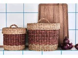 House Doctor, Rangi, Opbevaringskurve, Brun, Søgræs, S: H:18 x Dia:17 cm; L: H:21 x Dia:23 cm