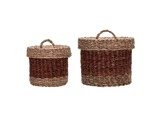 House Doctor, Rangi, Opbevaringskurve, Brun, Søgræs, S: H:18 x Dia:17 cm; L: H:21 x Dia:23 cm