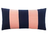 Christina Lundsteen, Stripe velvet pude, denim/pale rose, 40x80 cm
