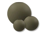 3 stk. Ball vaser i olive keramik fra Cooee Design