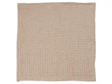 Beige, firkantet vaskeklud med vaffelmønster, vist fladt mod en hvid baggrund.