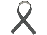 Et sort opmærksomhedsbånd, sløjfet og krydset i bunden, der symboliserer sorg eller minde.