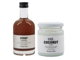 Karamel sirup 100 ml. og økologisk coconut oil 20 cl. fra Nicolas Vahé