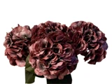 Aura Copenhagen, Hortensia, Buket, Kunstig, Rød, 4 stk. Stilke, L:62 cm