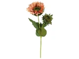 Nordiq, Kunstig, Solsikke stilk, Koral, Plastik, L:56 cm