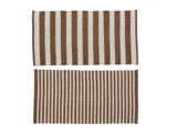 Lene Bjerre, Strivie, Vendbart, Gulvtæppe, Gyldenbrun, råhvid, Genanvendt plastik, L:140 x B:70 cm