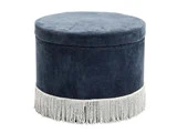 Puf med opbevaring i mørkeblå fløjl fra Nordal - Ø: 60 cm
