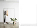 RackBuddy Mary - elegant hvidt tøjstativ med hylde i marmor-look