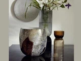 Nordal, RIVA lysestage/vase, glas, brun, h18 cm 