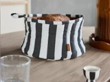 OYOY, Toppu, Brødkurv, Sort, Hvid, 100% Bomuld, Dia:24 x H:15 cm