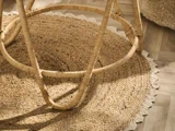 Ib Laurse, Jutemåtte m/hæklet kant, Natur, Råhvid, Jute, Dia: 90 cm  