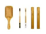 grums bambus kit (1 x hårbørste + 2 x tandbørste + 2 x etui)